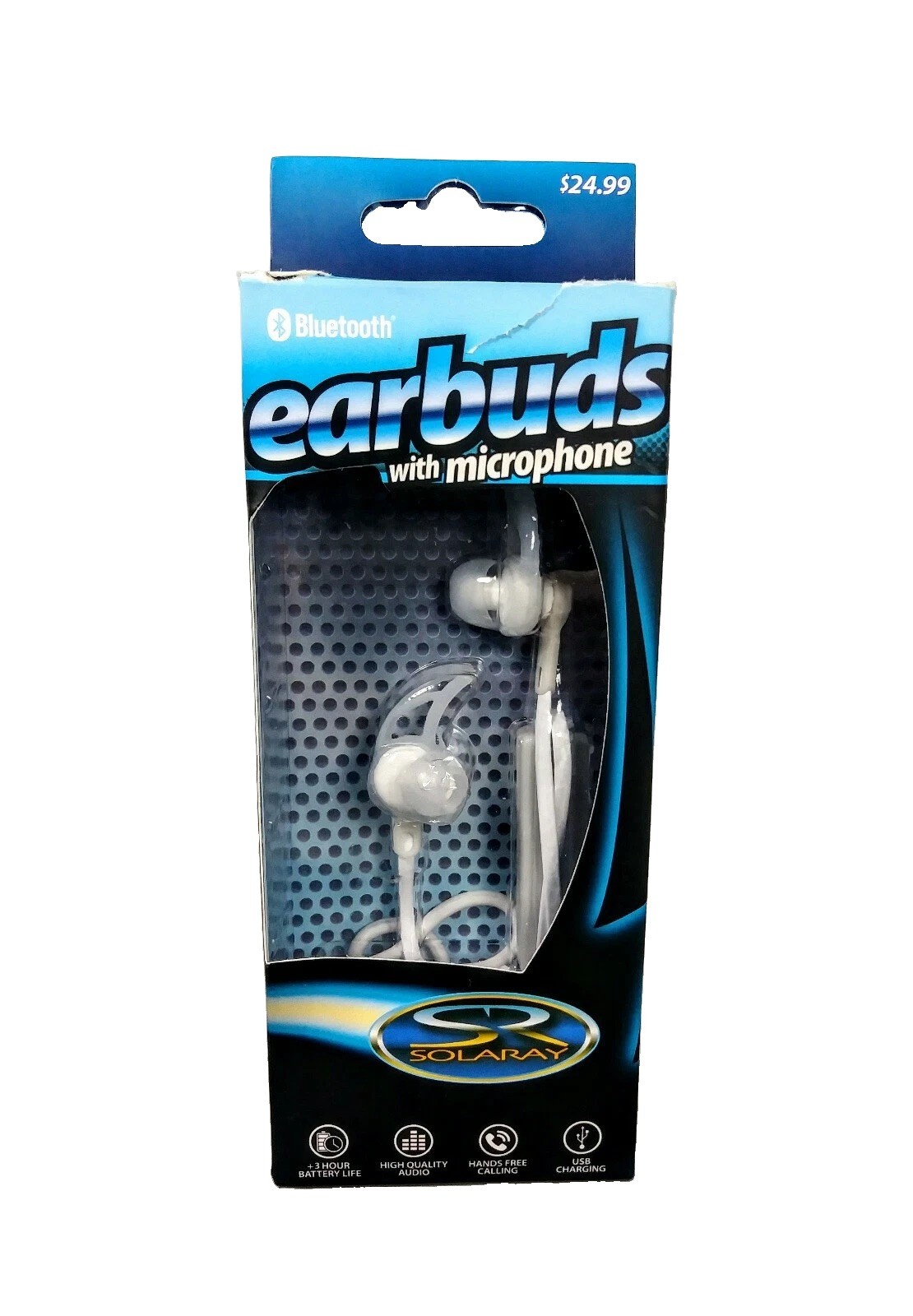 SOLARAY Bluetooth WIRELESS Range in-earbuds white open box New