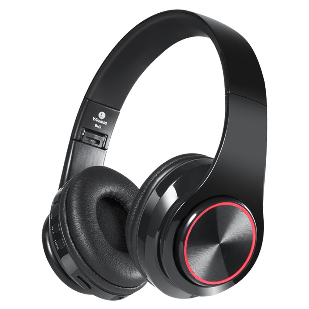 Wireless Foldable LED Flashing Stereo Bluetooth Headphone Heavy Bass With Mic US