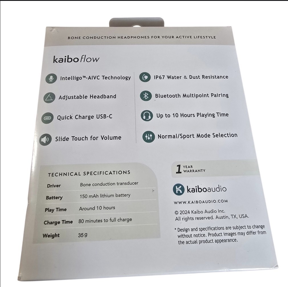 Kaibo Audio Kaibo Flow Bone Conduction Headphones Black IP67 Multipoint