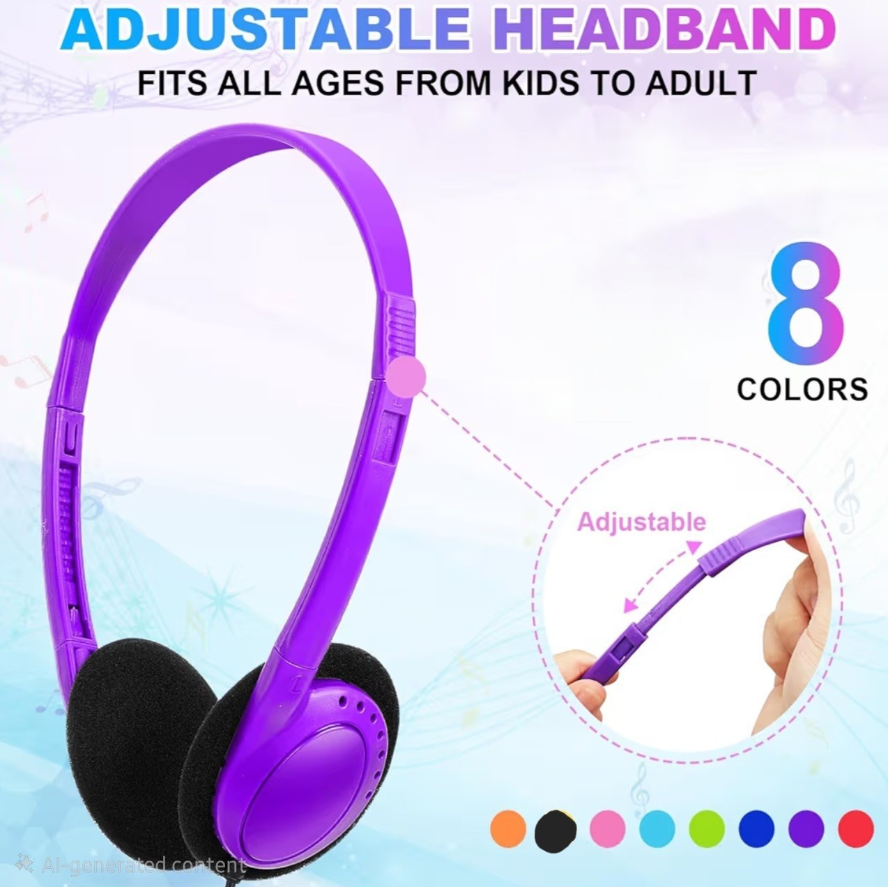 WENSDO Bulk Headphones Packs Of 10 Multi Color for School Classrom K-12