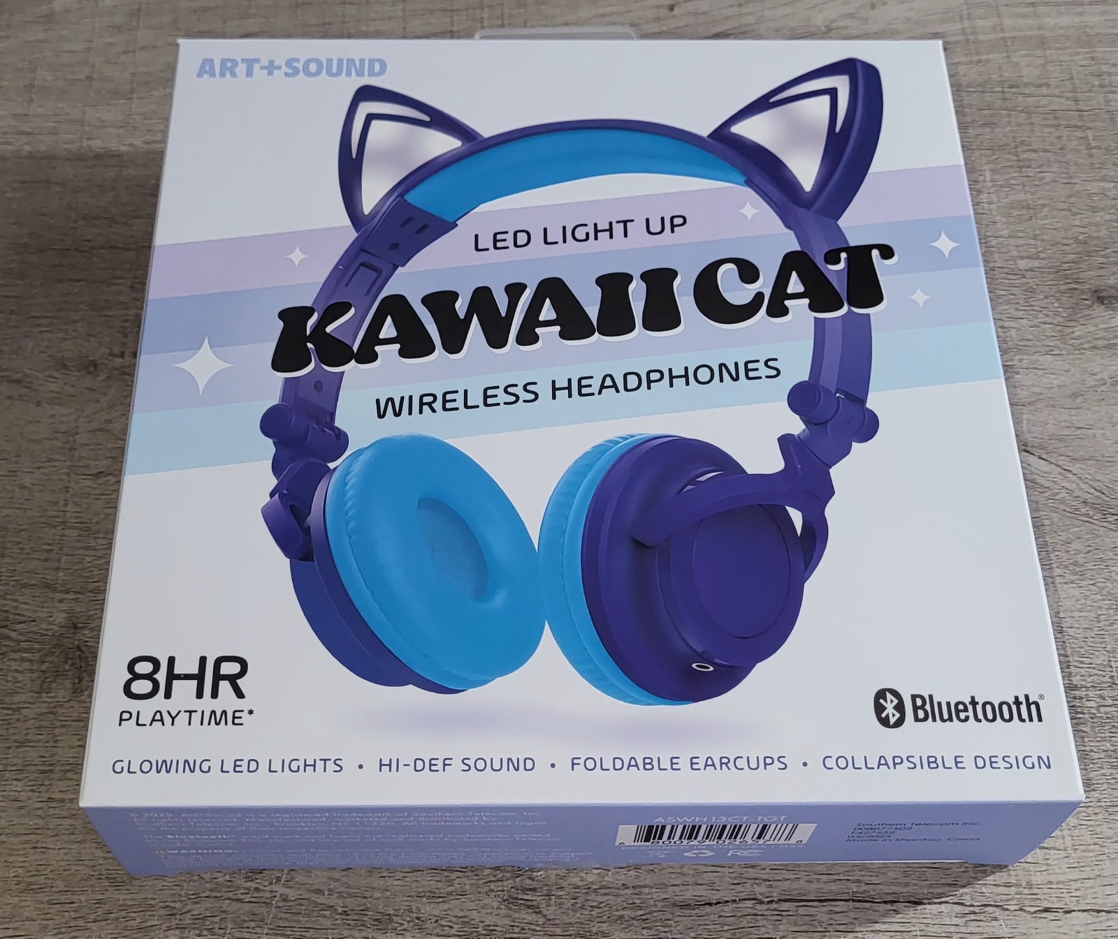 Art + Sound Kawaii Cat LED Light Up Bluetooth Wireless Music Gaming Headphones