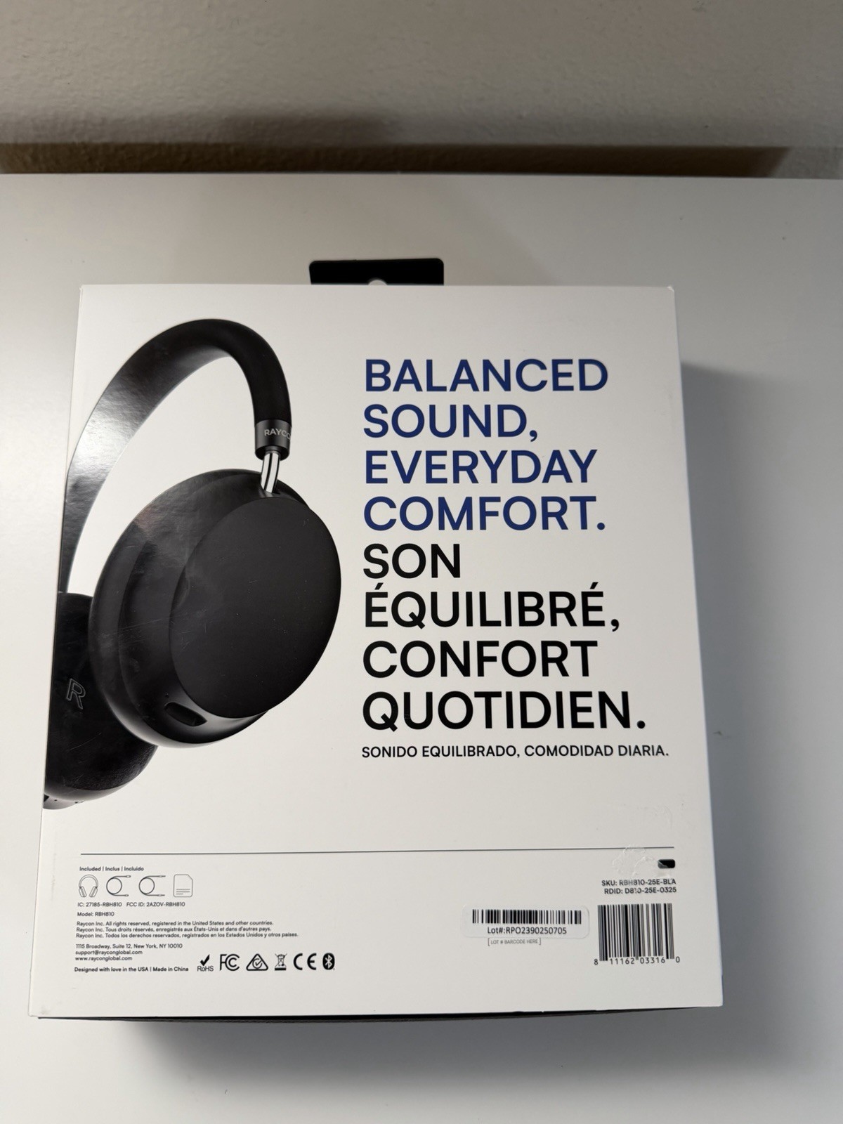 Raycon Everyday Over‑Ear Headphones RBH820‑BLA– Bluetooth ANC – Open Box (new)
