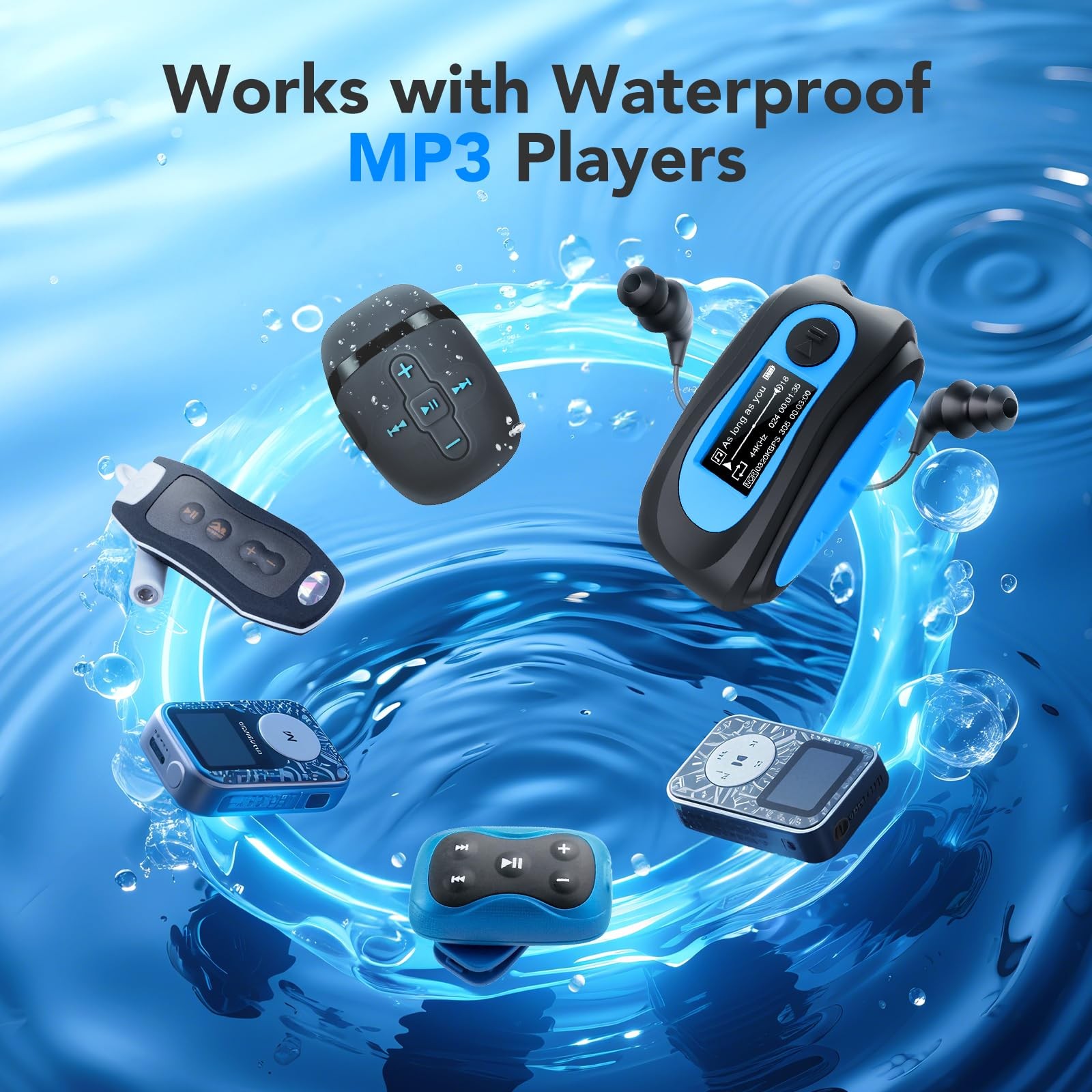 AGPTEK IPX8 Waterproof in-Ear Earphones, Coiled Cable Swimming 11.99, Black