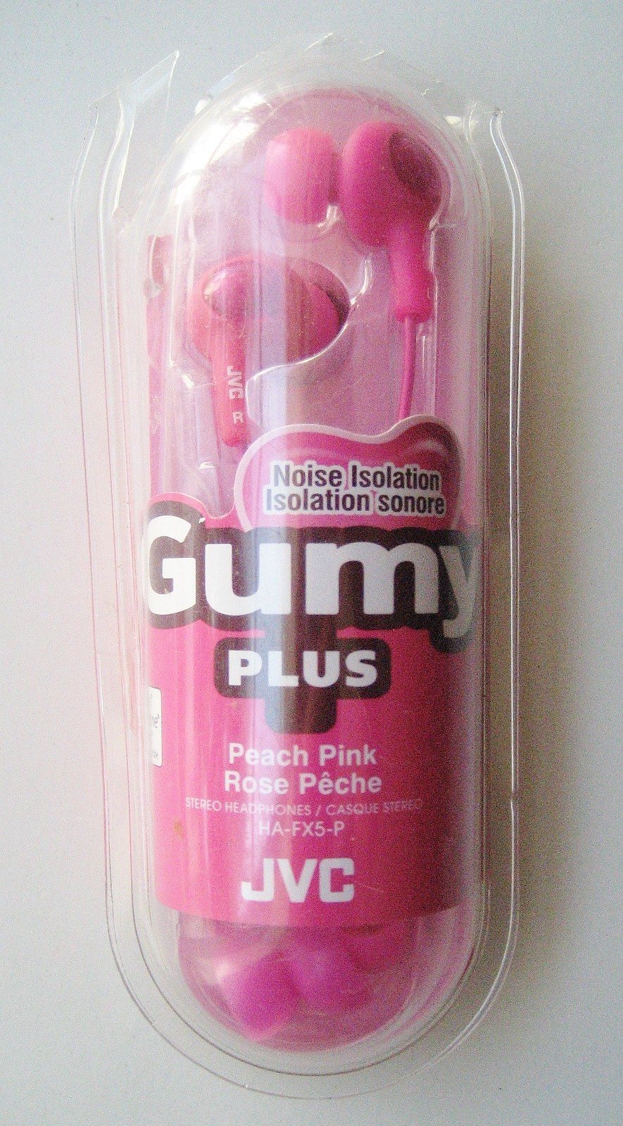 JVC Gumy Plus Peach Pink Wired Headphones 3.5mm Jack and Earpieces (HA-FX5-P)