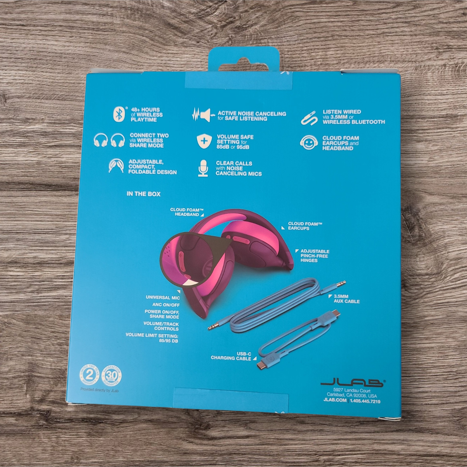 JLab JBuddies Bluetooth Wireless ANC Kids’ Headphones – Purple/Pink: Over-Ear