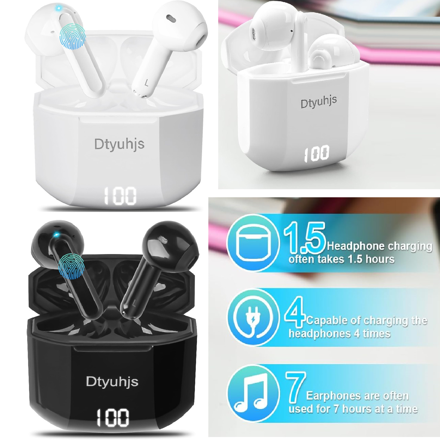 2024 Inear Bluetooth Earbuds Headset TWS5.4 Wireless Earphone for All Phone GIFT