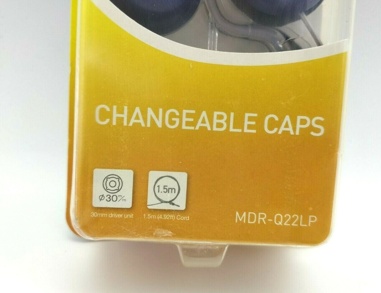 Sony MDR-Q22LP/SQ1 Stereo Headphones with Changeable Caps Blue Silver NOS