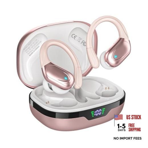 Wireless Earbuds, Sports Bluetooth Headphones, LED Power Display Ear Rose Gold