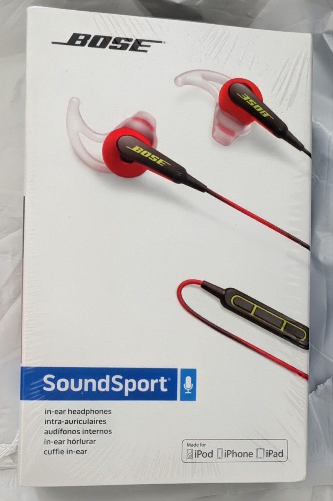 Bose SoundSport In-Ear Wired Headphones Apple iOS Weather & Sweat Resistant Red