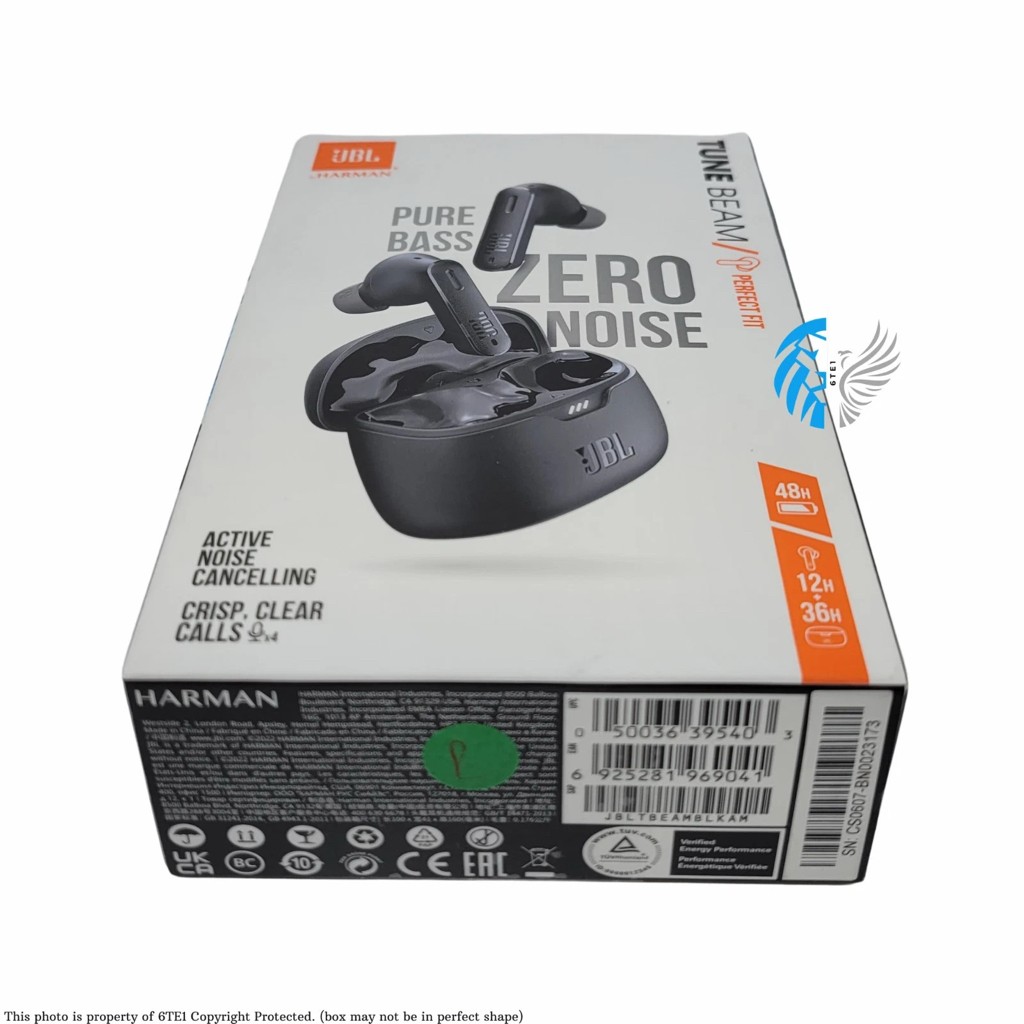 JBL Tune Beam TWS Bluetooth Noise-cancelling Earbuds – Black (JBLBEAMBLKAM) LN™