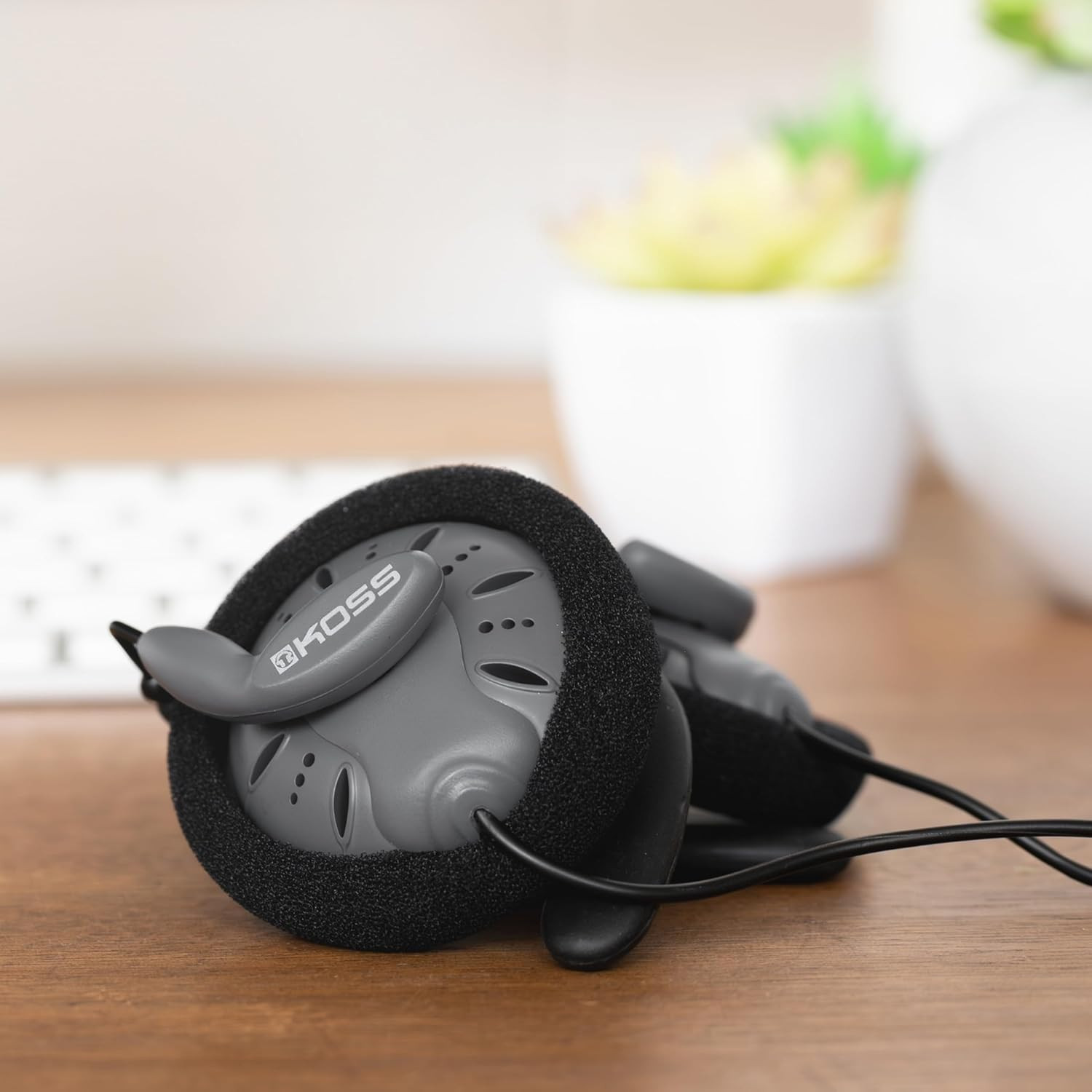 KSC75 Portable On-Ear Clip Headphones, Retro Style, Ultra Lightweight, Grey