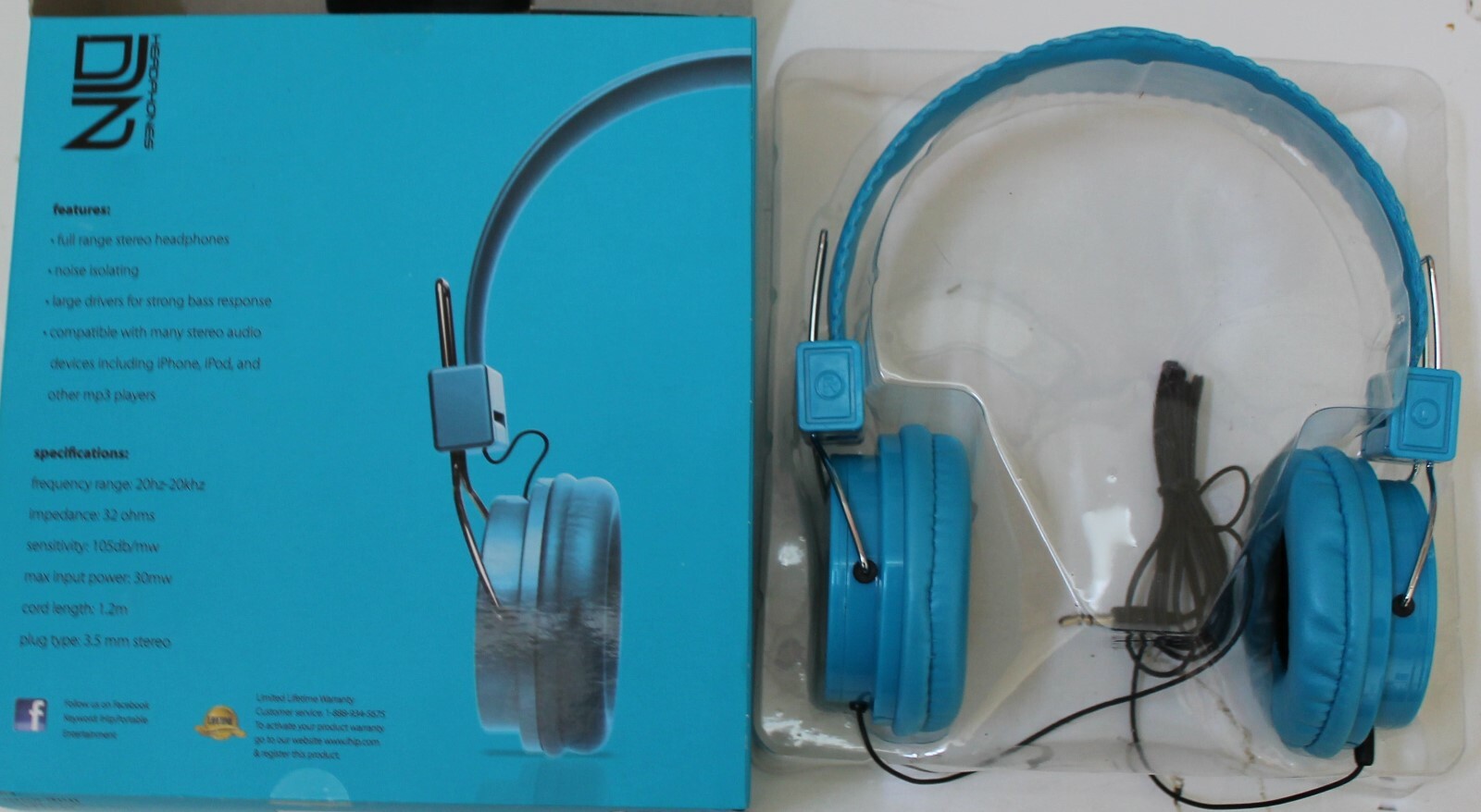 iHip IP DJZ Moveable Round DJZ16 Color Series Headphones Blue
