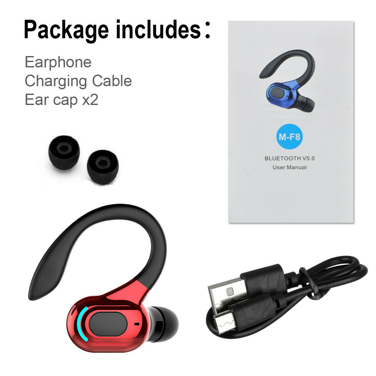 Bluetooth 5.1 Headset Wireless Earbud Earphones Stereo Headphones Ear Hook