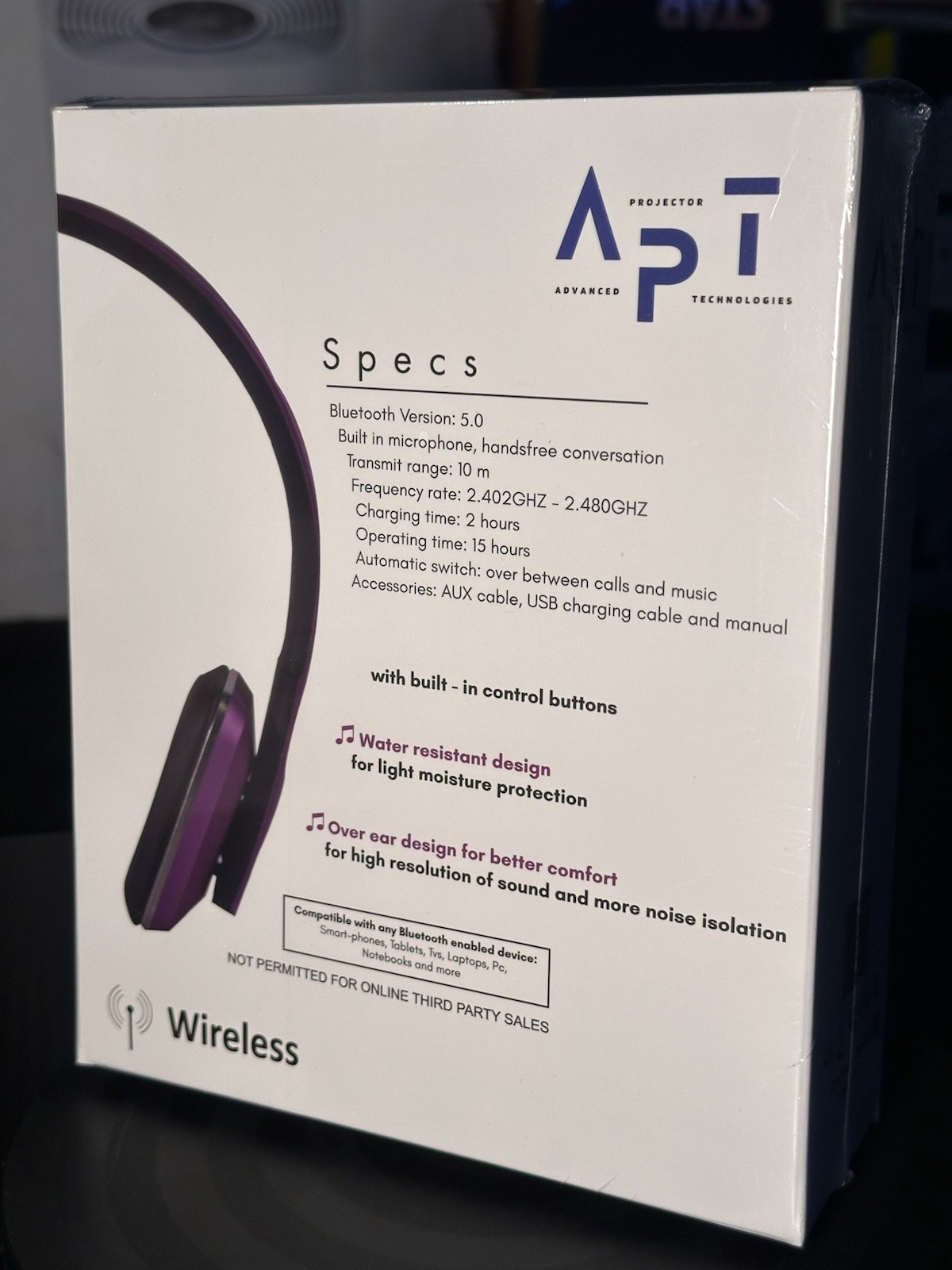 SEALED – APT Wireless Noise Canceling Headphones Bluetooth, Built-in Microphone