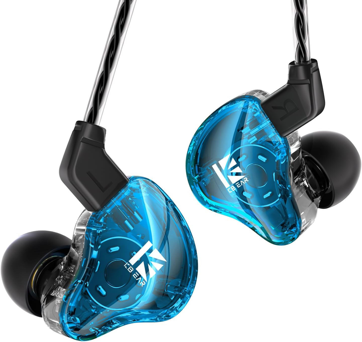 KBEAR KS1 Earphones in Ear Monitor Headphones Super Bass Wired Earbuds, Crystal