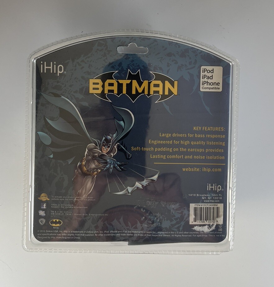 Ihip DJ Style Batman Head Phones Black/Yellow New Audio Jack Portable Music
