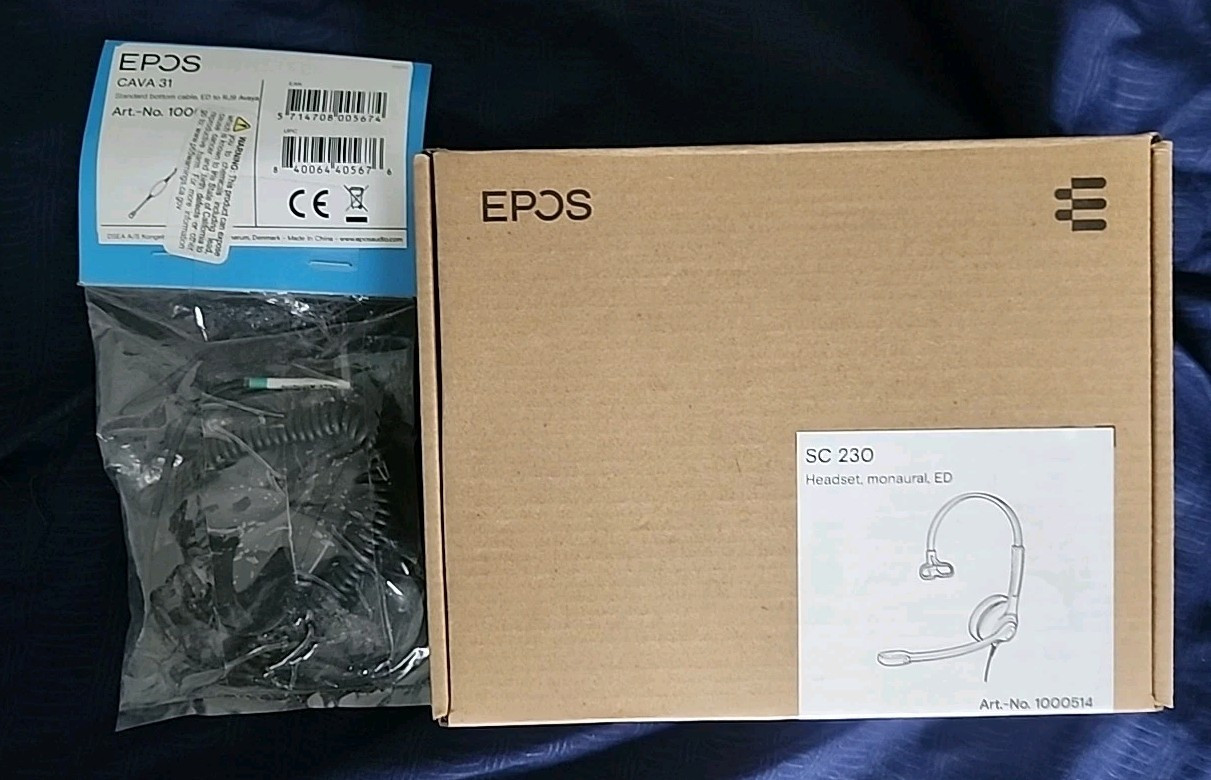 EPOS IMPACT SC 230 Headset (1000514) BRAND NEW With Phone Cable Included