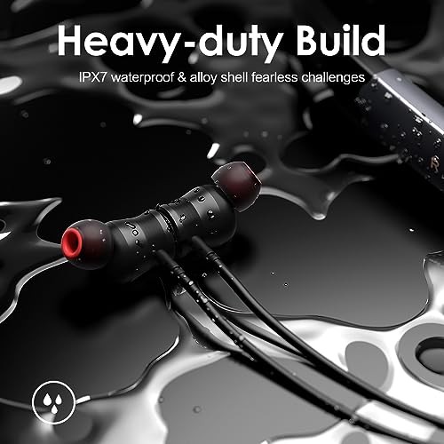 Bluetooth Headphones, 150H Playtime Wireless Earbuds w/Mic in Black