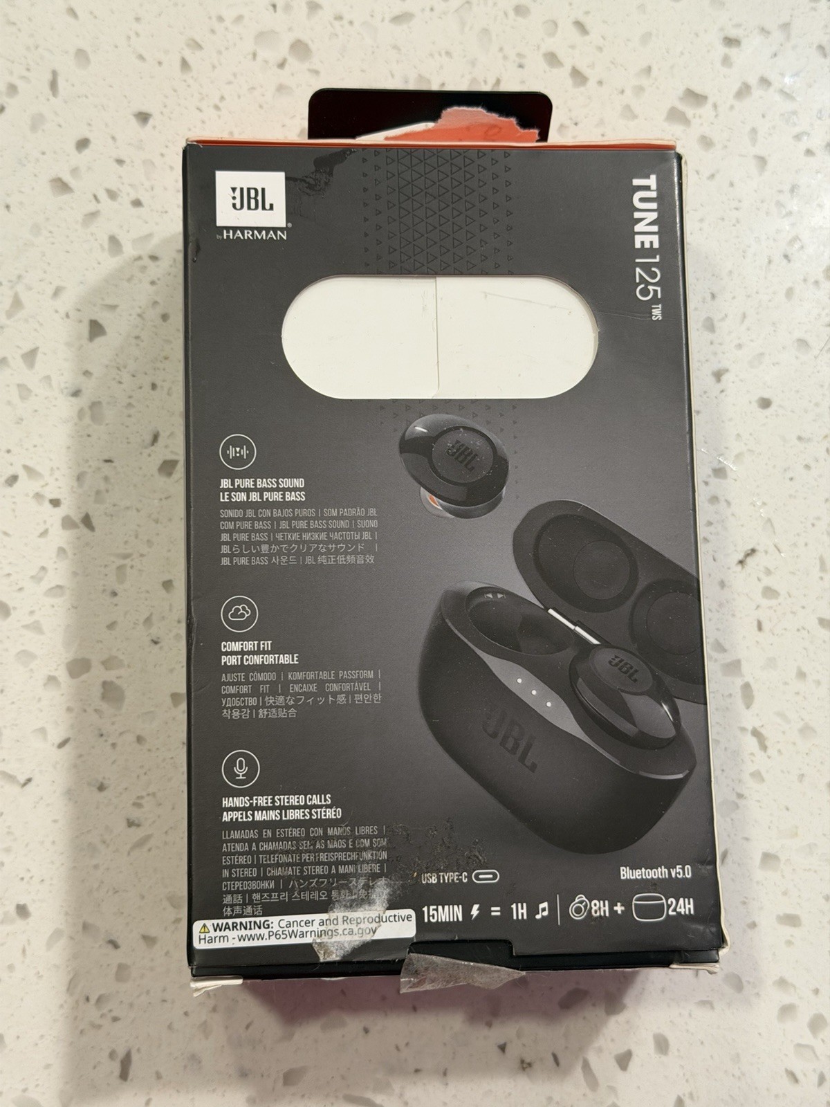 JBL TUNE 125TWS True Wireless Bluetooth In-Ear Headphones – Black – Open Box