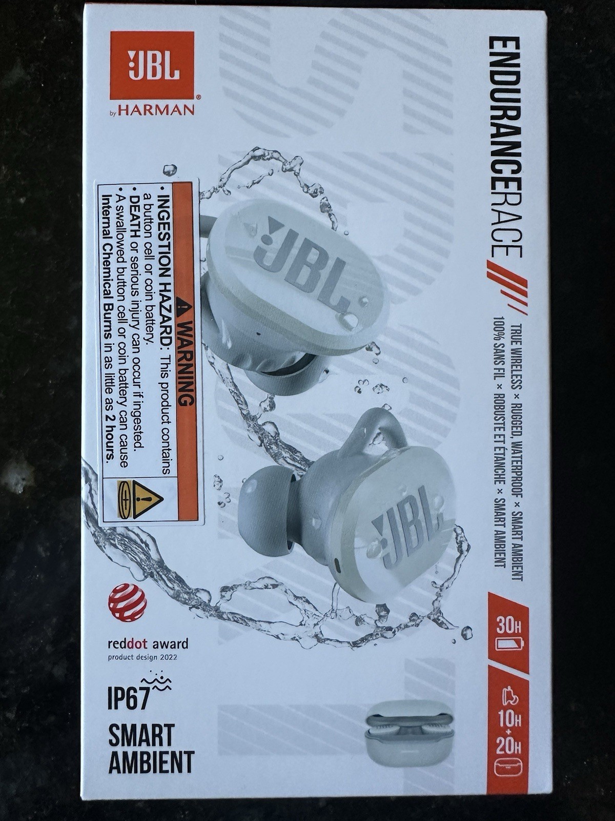 JBL Endurance Race true-wireless Waterproof headphones (white) BRAND NEW