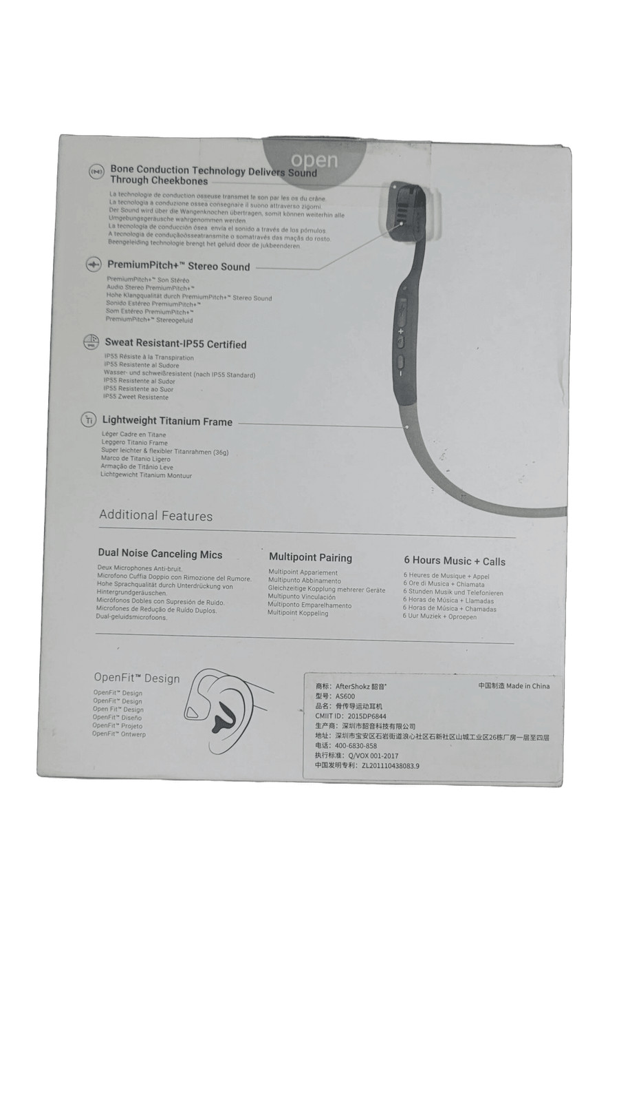 AfterShokz – Titanium Wireless Bone Conduction Open-Ear Headphones – Slate