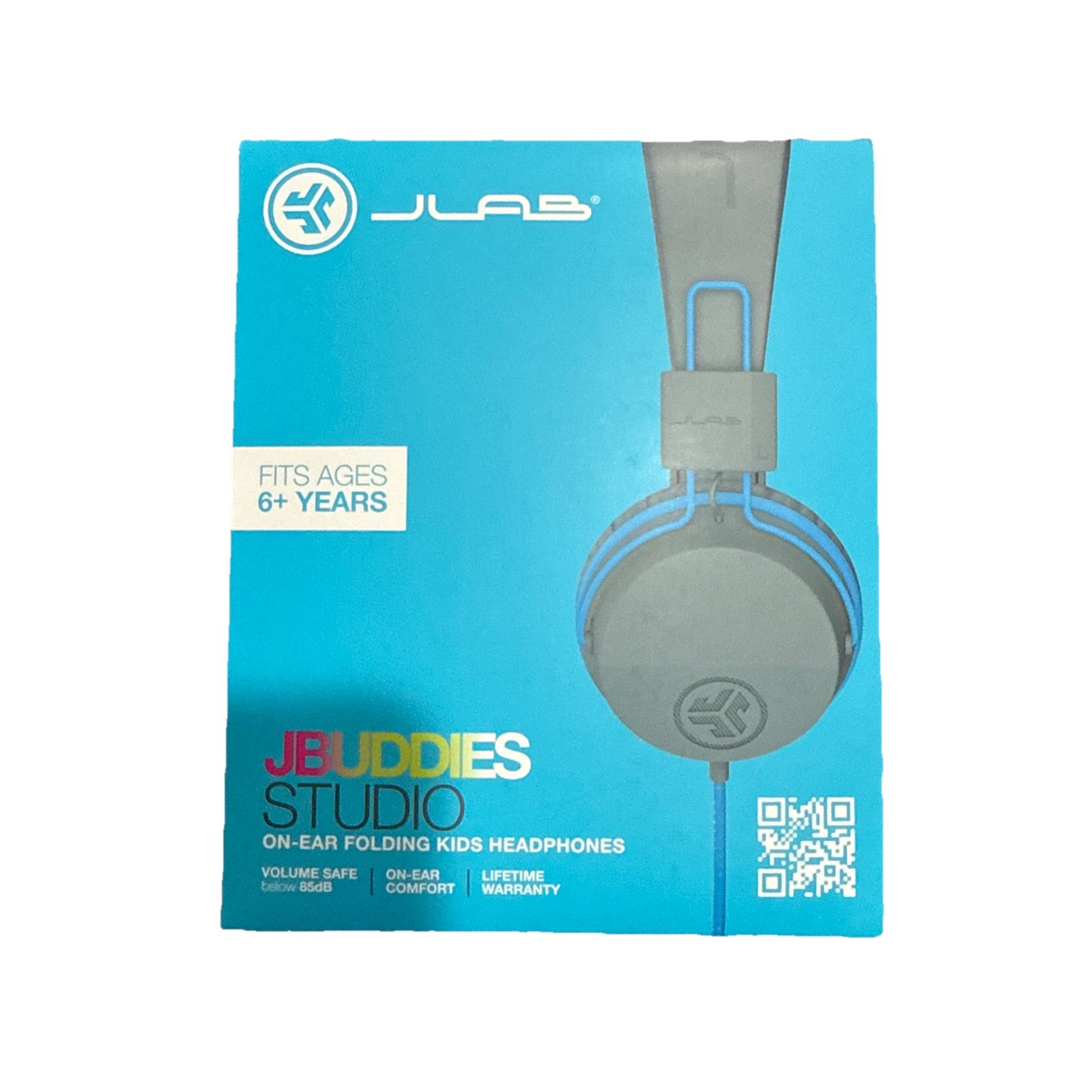 JLab – JBuddies Studio Wired Over-the-Ear Headphones – Gray/Blue