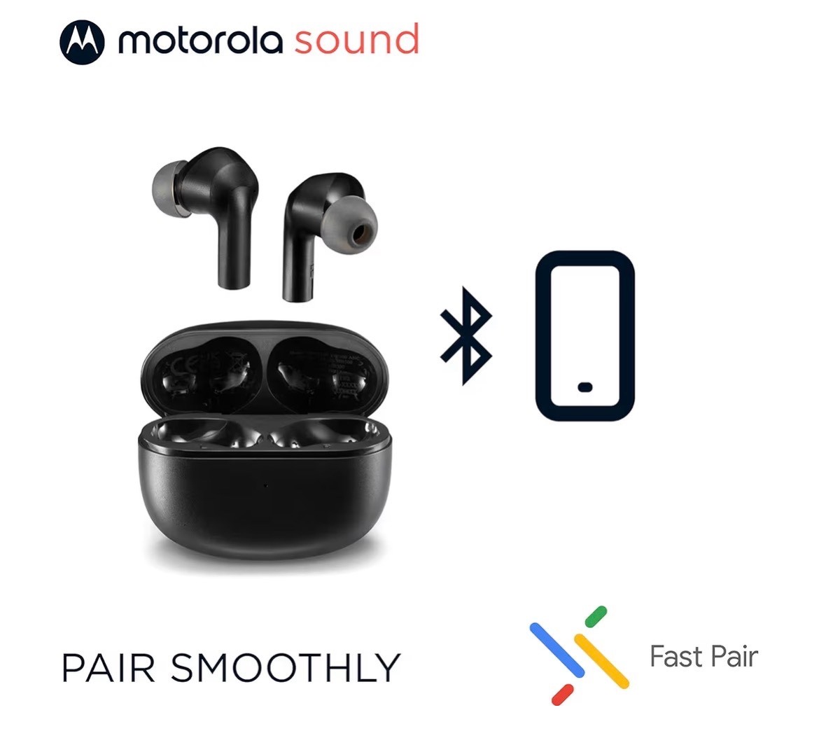 Motorola Sound Moto Buds 500 ANC True Wireless Earbuds, IPX4 Water Resistant Tou
