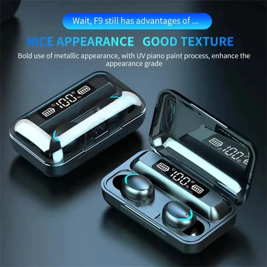 Bluetooth 5.3 Wireless Earbuds F9-5C HiFi Stereo Headphones Gift Fast Shipping
