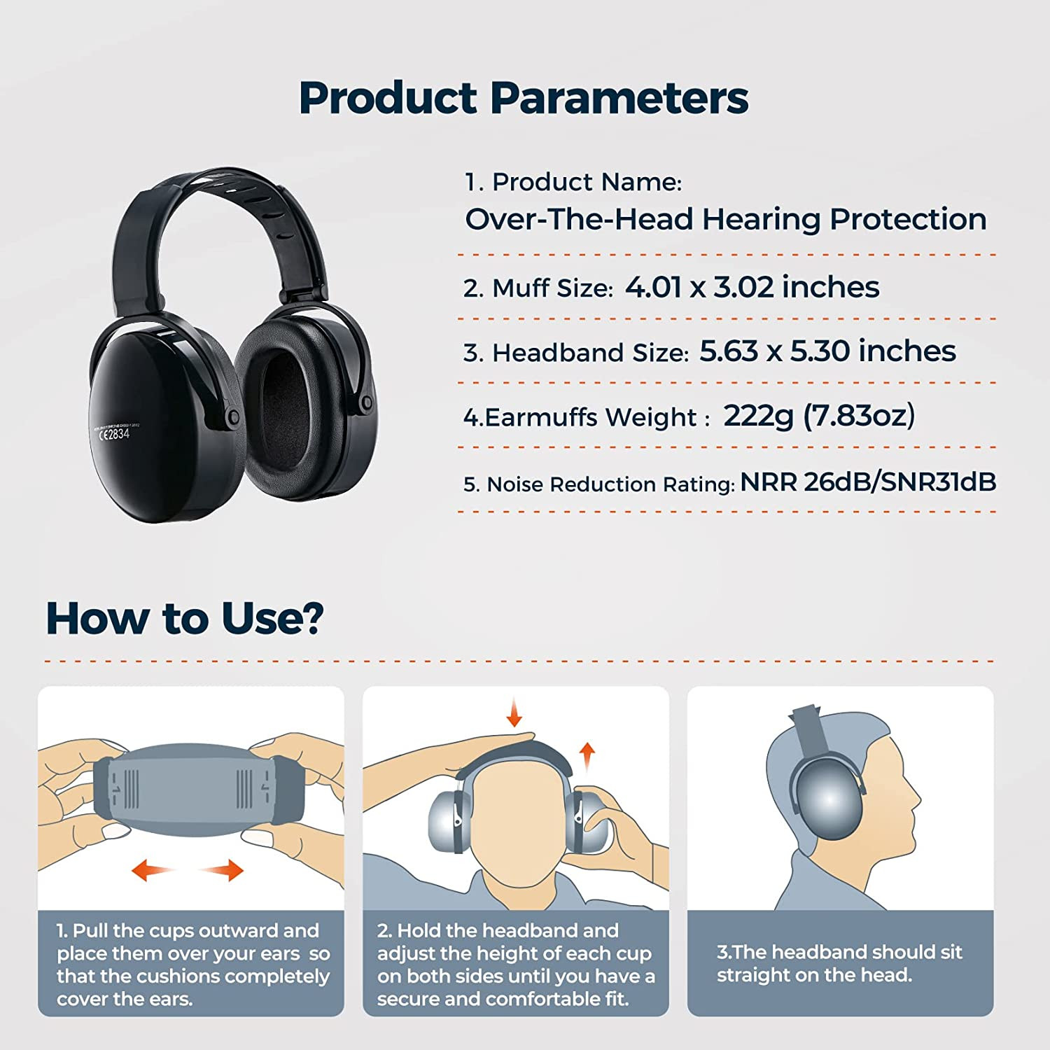 Ear Protection Headphones for Adults Kid, Noise Cancelling Headphones for Autism