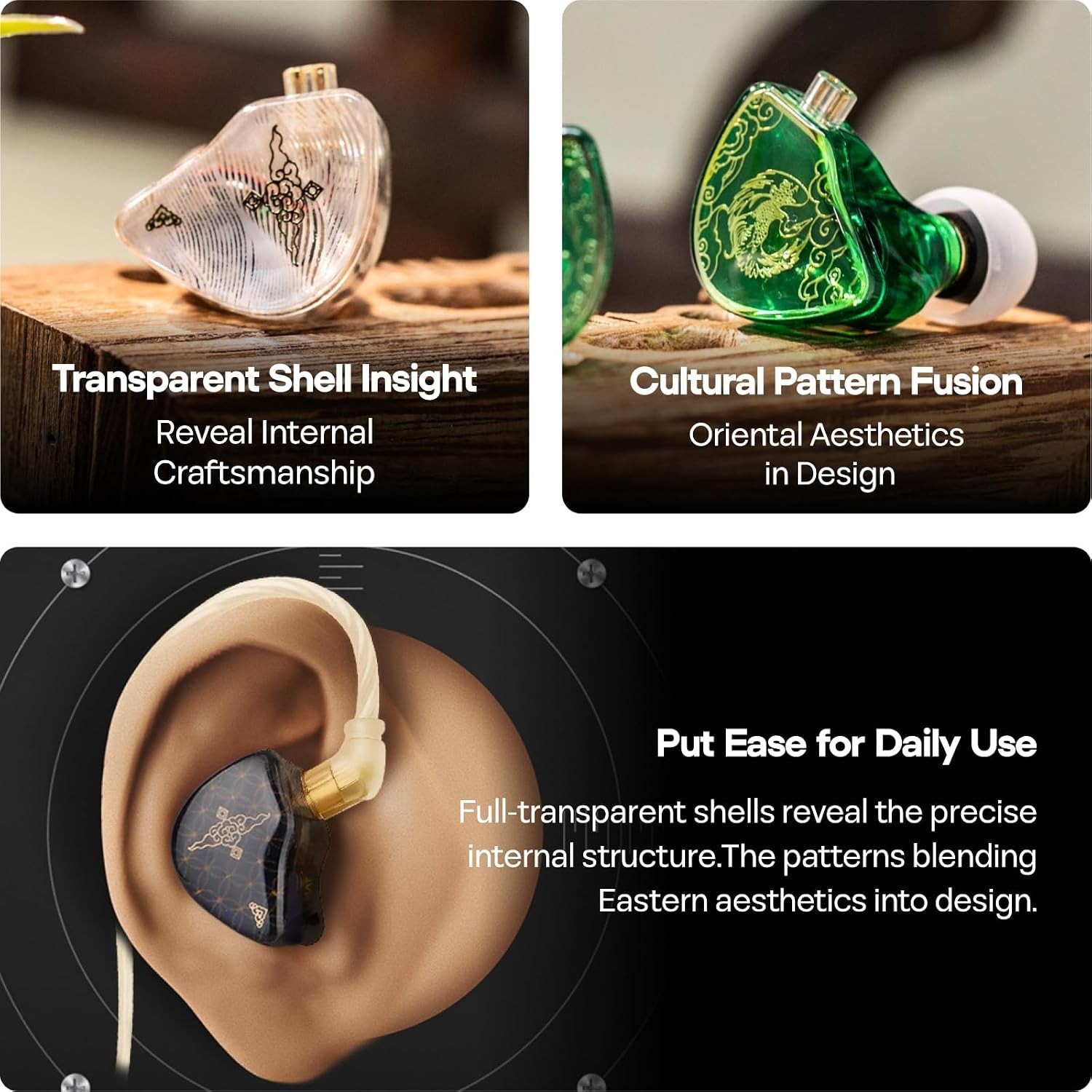 Ergonomic Wan’er S.G IEM Earphones – Dynamic 10mm Driver, Mic & Detachable Cable