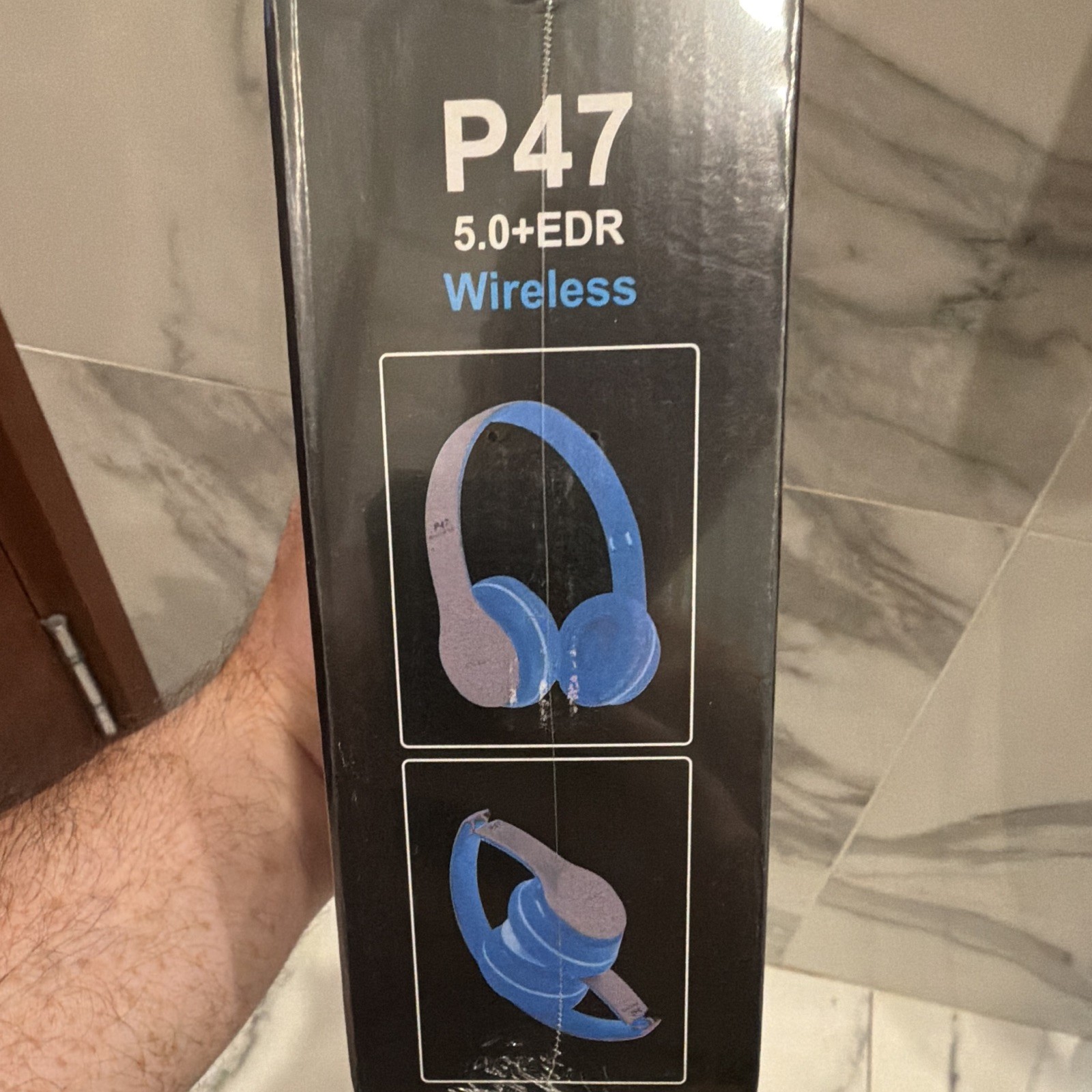 P47 5.0+EDR Bluetooth Wireless Over-Ear Headband Headphones w/ Mic Blue