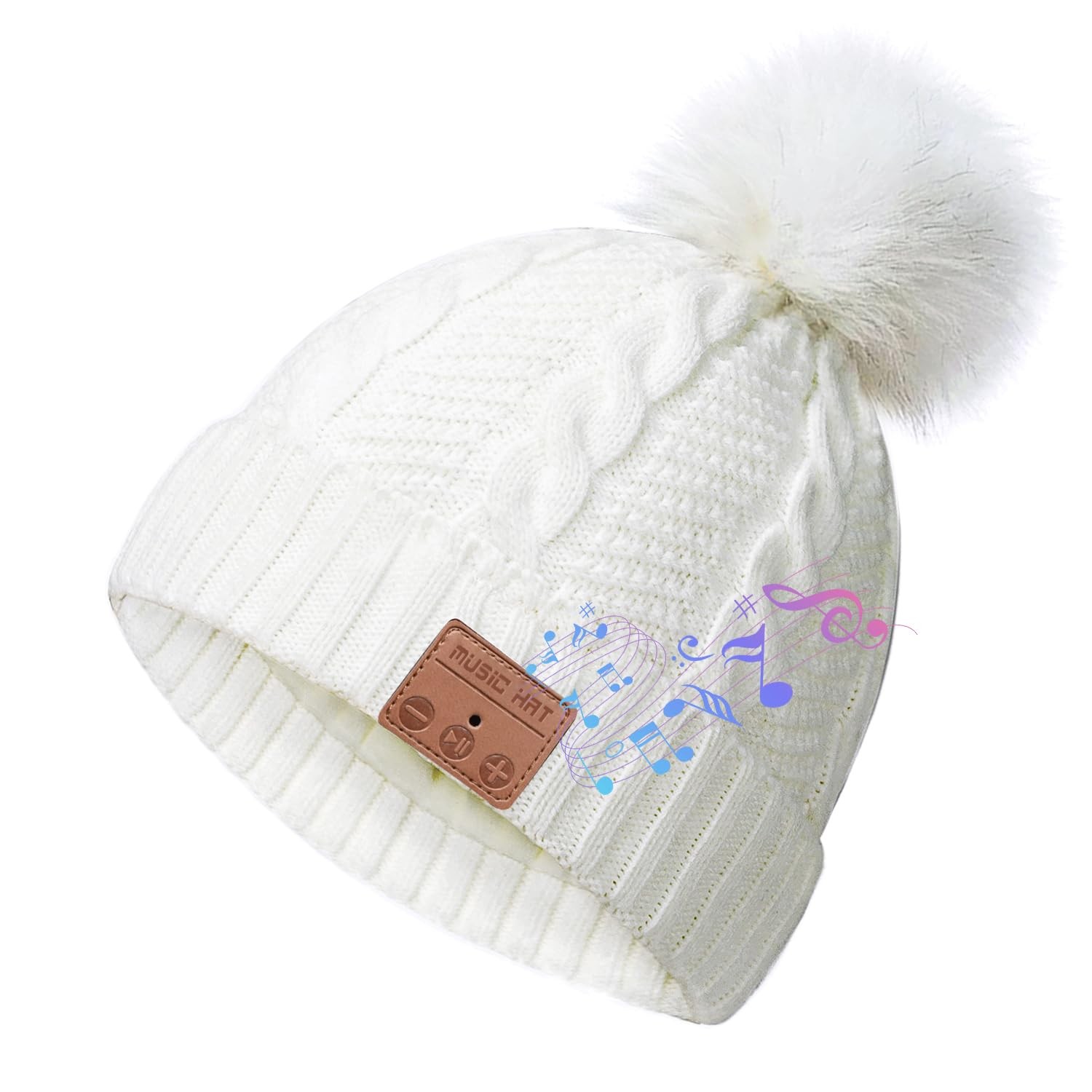 Bluetooth Beanie Hat Women with Headphones Sport Wireless Music Hat with Pomp…