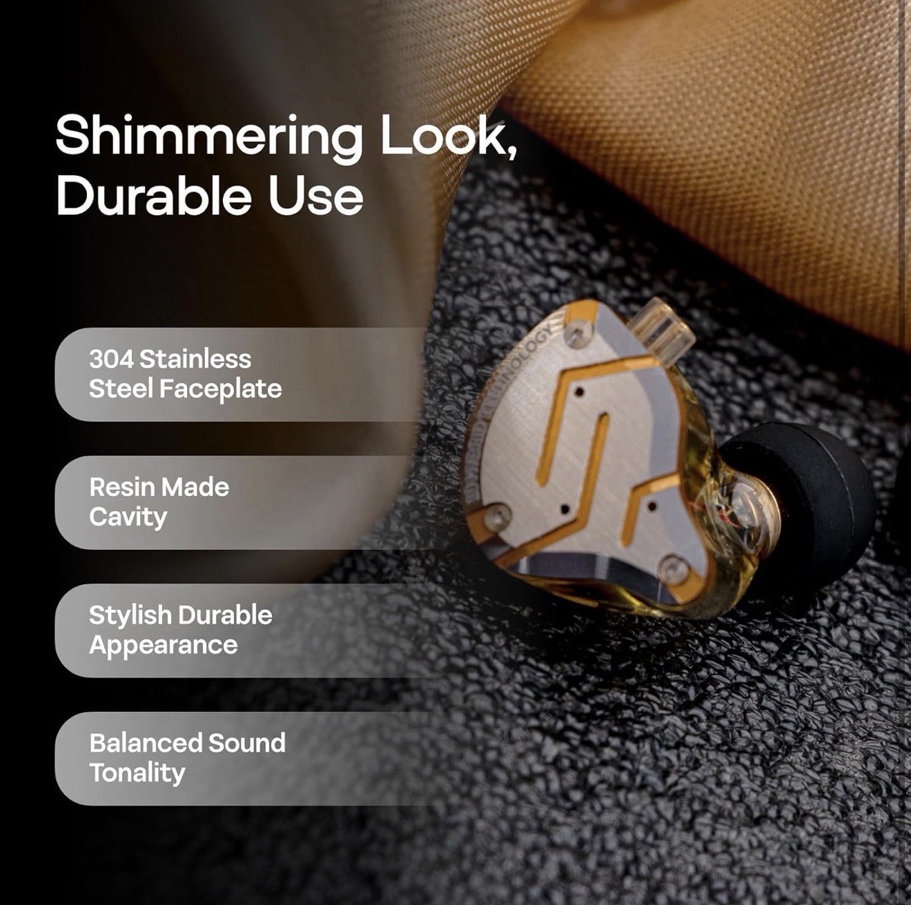 Glare Yellow Wired Noise Cancelling Gaming Earbud and In-Ear with Stainless Stee