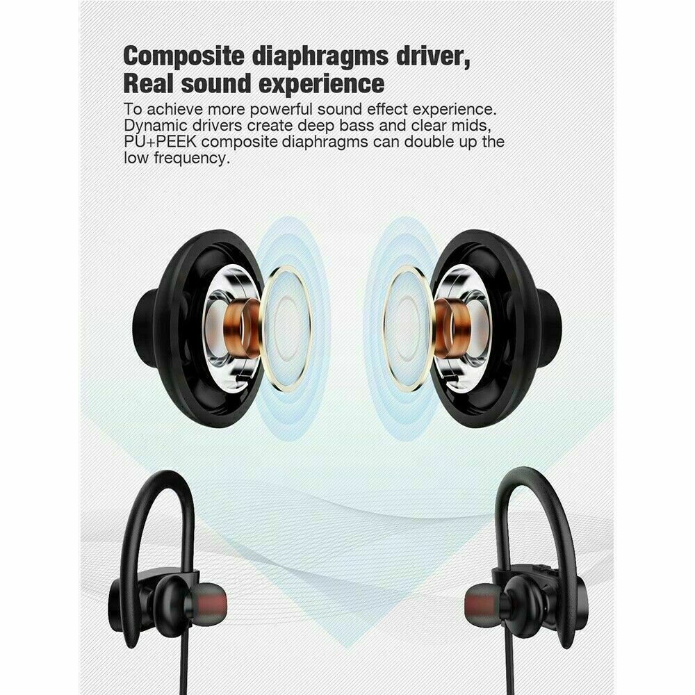 Waterproof Bluetooth 5.0 Earbuds Stereo Sport Wireless Headphones in Ear Headset