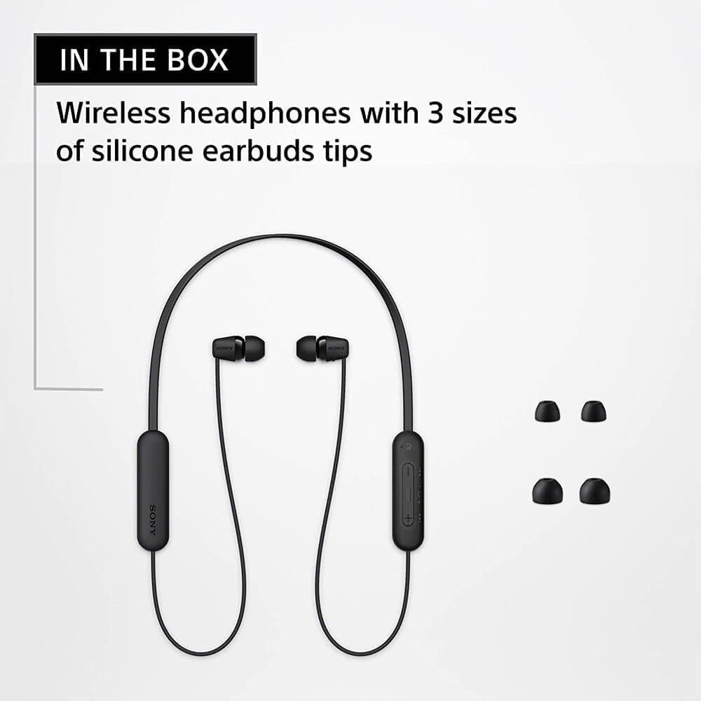 WI-C100 Wireless In-Ear Bluetooth Headphones with Built-In Microphone, Black