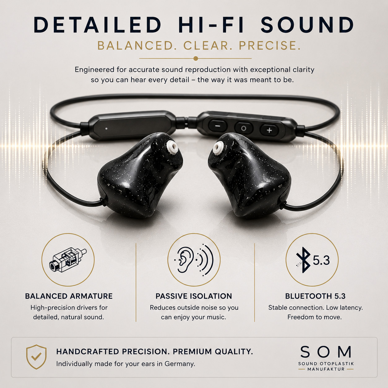 SOM Premium Bluetooth Hi-Fi Headphones (CIEM) – Custom Fit, Premium Sound