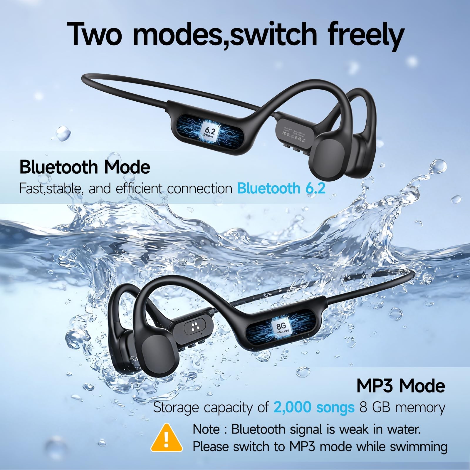 Swimming Headphones Underwater,IP68 Waterproof Headphones
