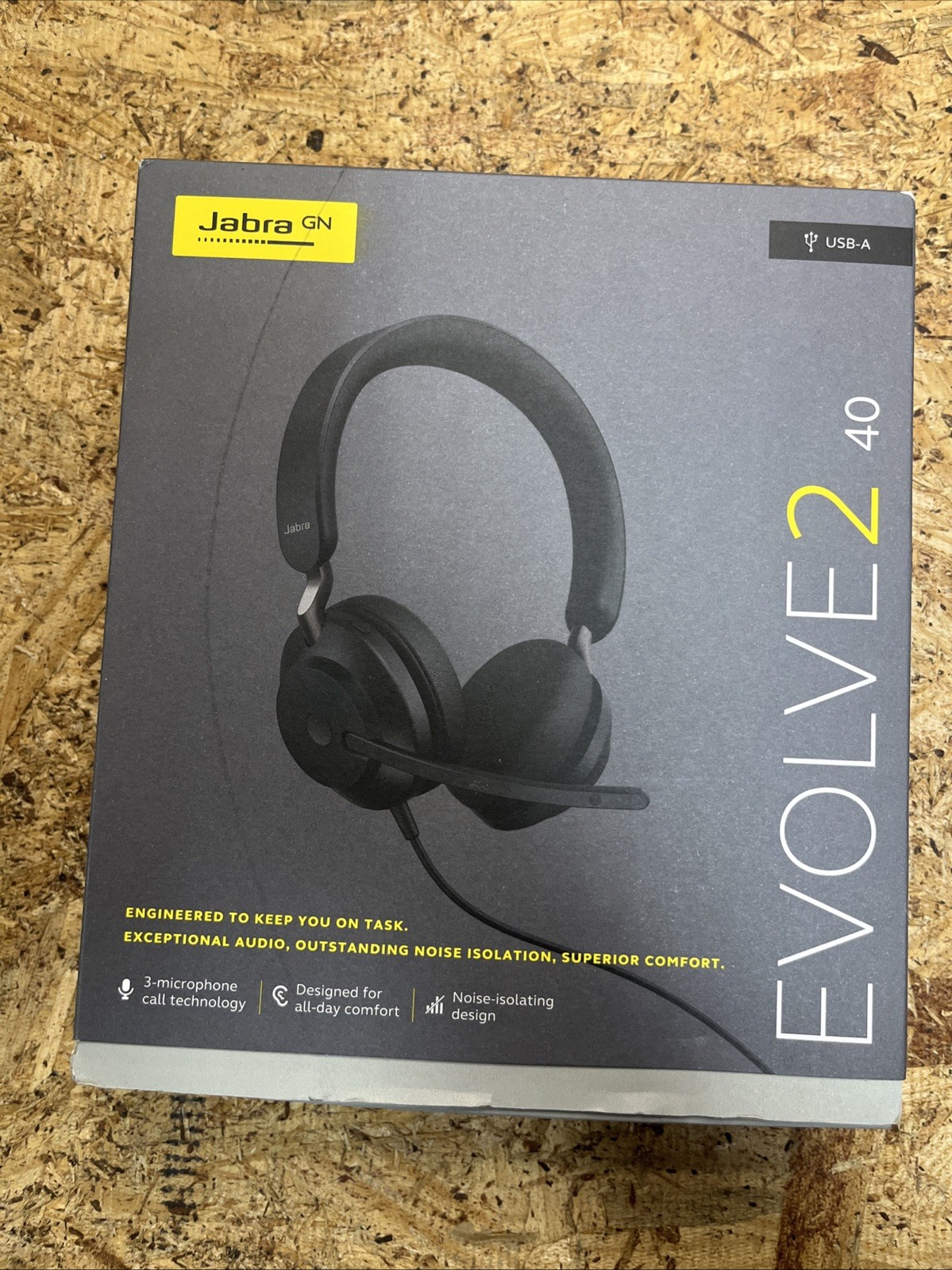 Jabra Evolve2 40 USB-A Stereo Headset Black On Ear Boom Mic Noise Isolating