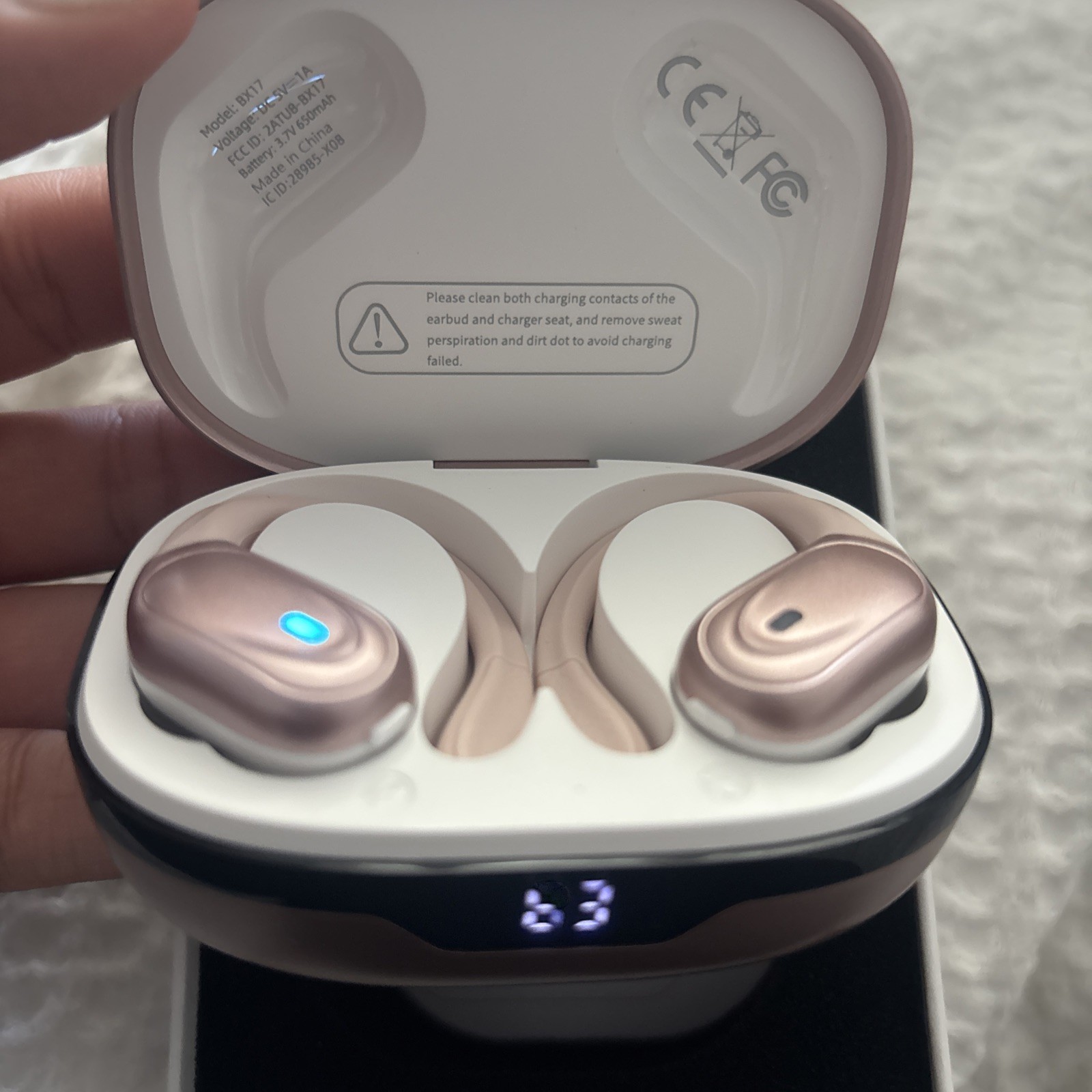 Sweat Proof BX17 Wireless Sports Earbuds w/ Case, Original Box and Manual
