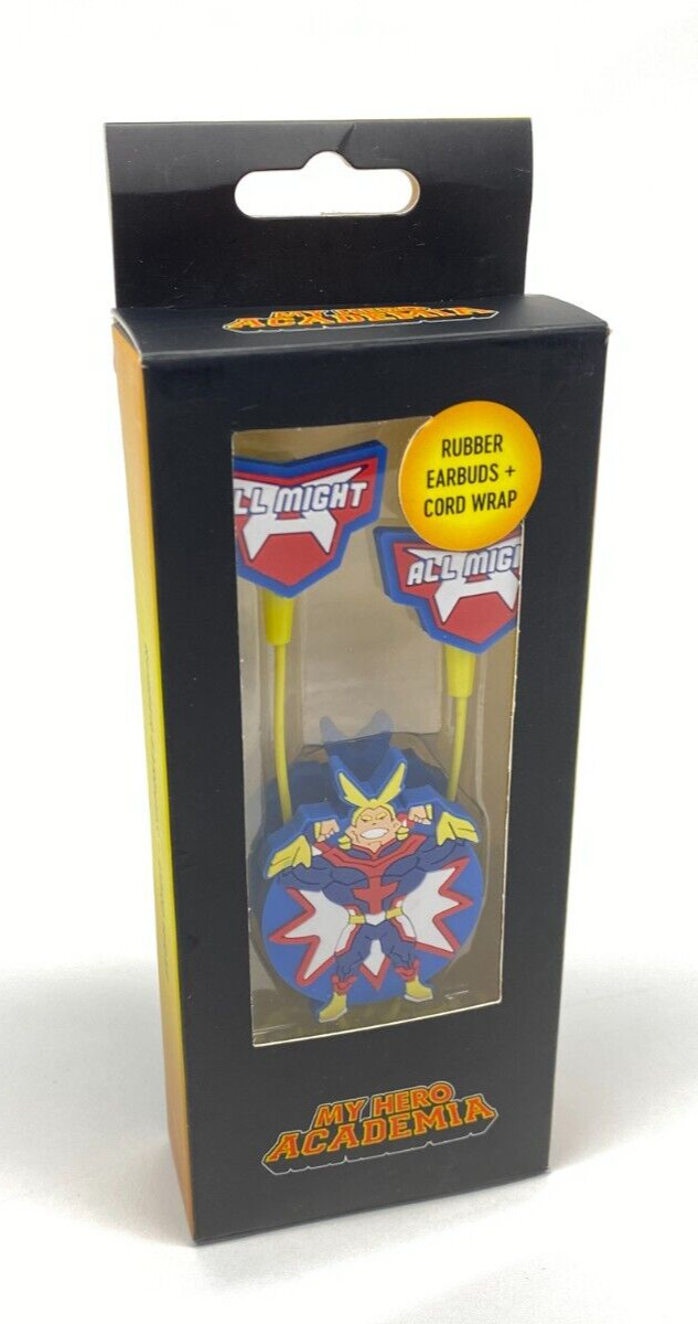 My Hero Academia All Might Earbuds Headphones Cord Wrap Wired Comic Rubber E1