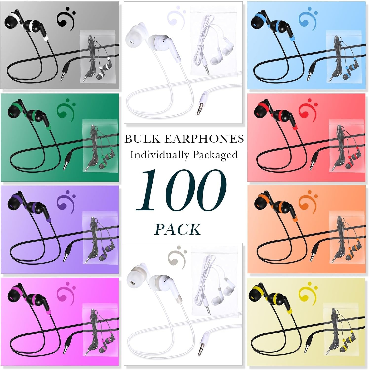 100 Pack Wired Earbuds Bulk for Classroom Ear Headphones Wired Basic Student …