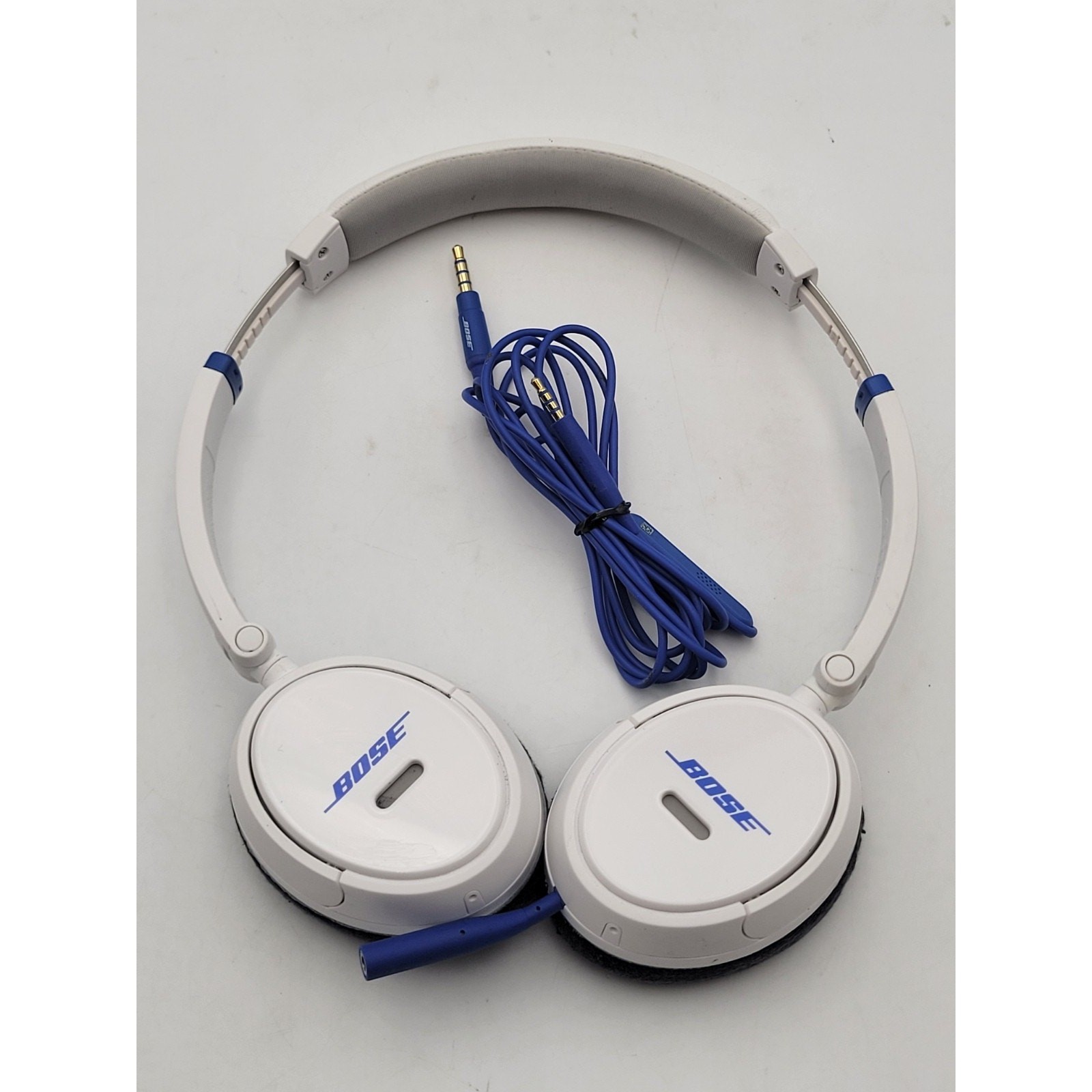 Bose SoundTrue On-Ear Headphones White/Blue Adjustable Need Ear-pad Tested GOOD