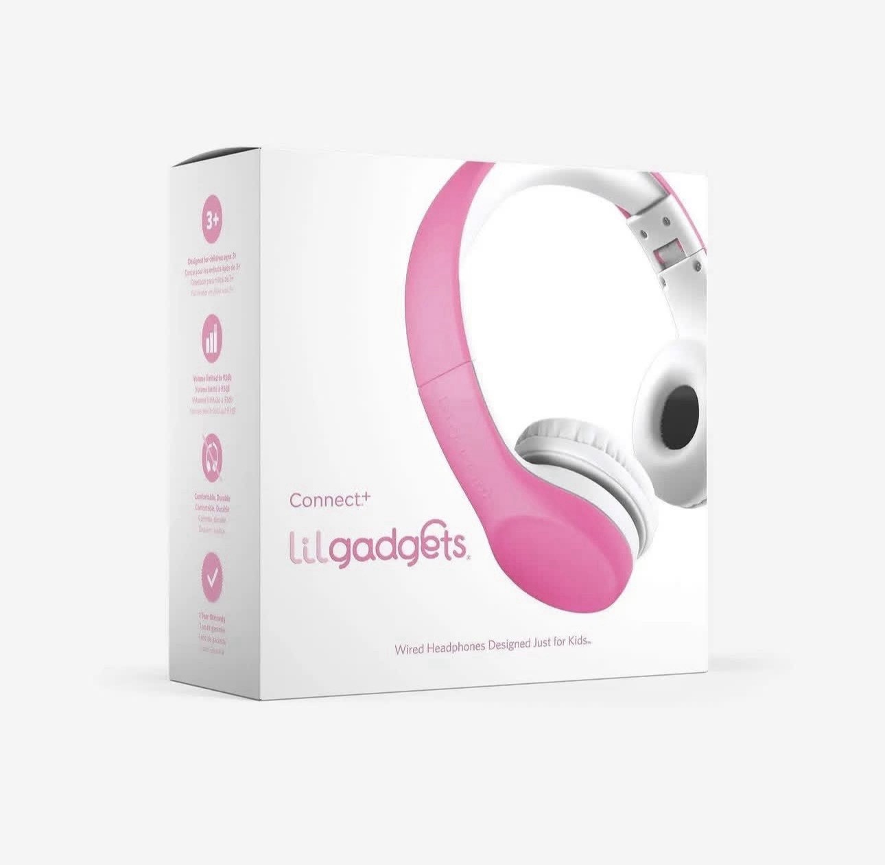 LilGadgets Connect+ Kids On-Ear Wired Headphones Pink Low Volume For Kids