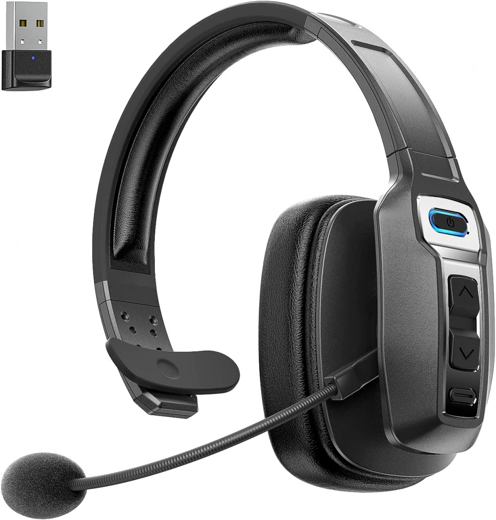 Bluetooth Headphones with Microphone, DYTOLE V5.2 Trucker Black