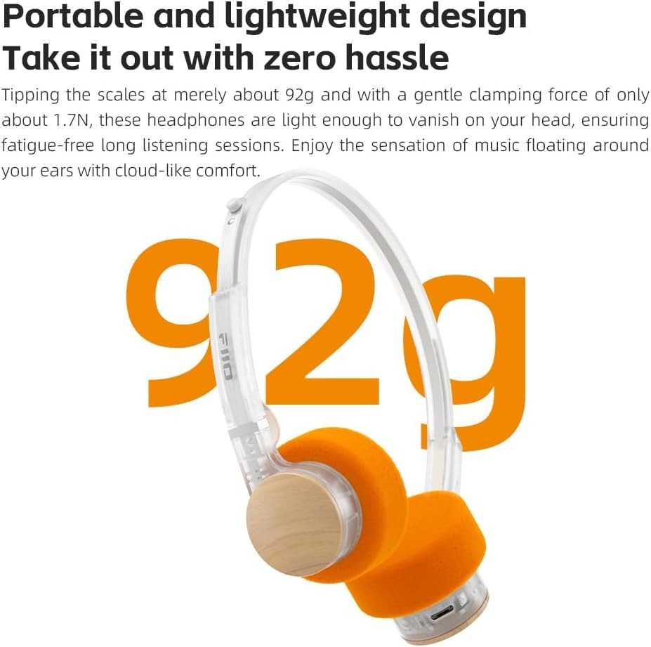 FiiO EH11 Lightweight Over-Ear Bluetooth Headphones, LDAC,Dual Device (Cyan)