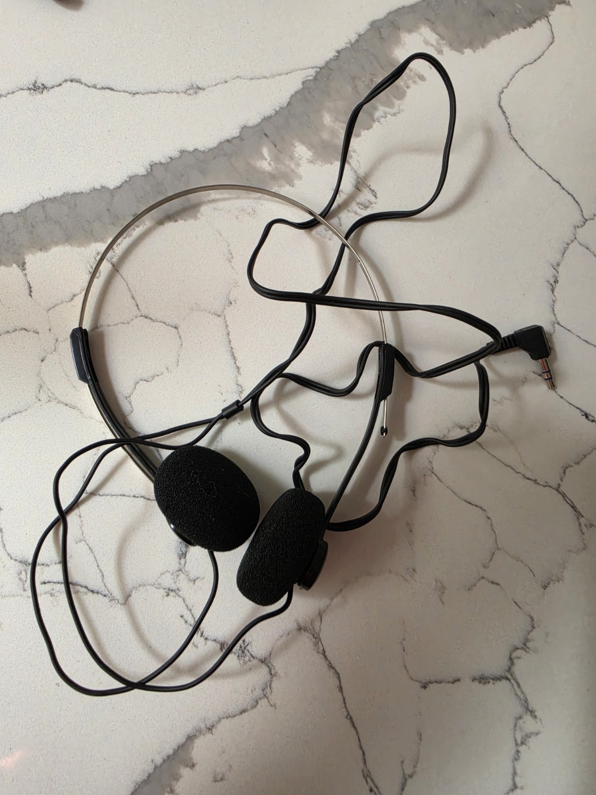 Vintage 1990s Generic Basic Corded Foam Headphones, Metal Frame, Black , Tested