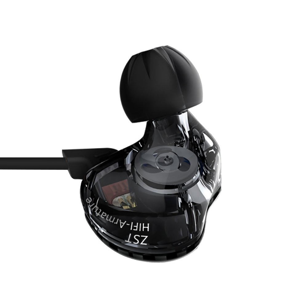 KZ ZST Pro Dynamic Hybrid Dual Driver in-Ear Headphones (Black Without Mic)