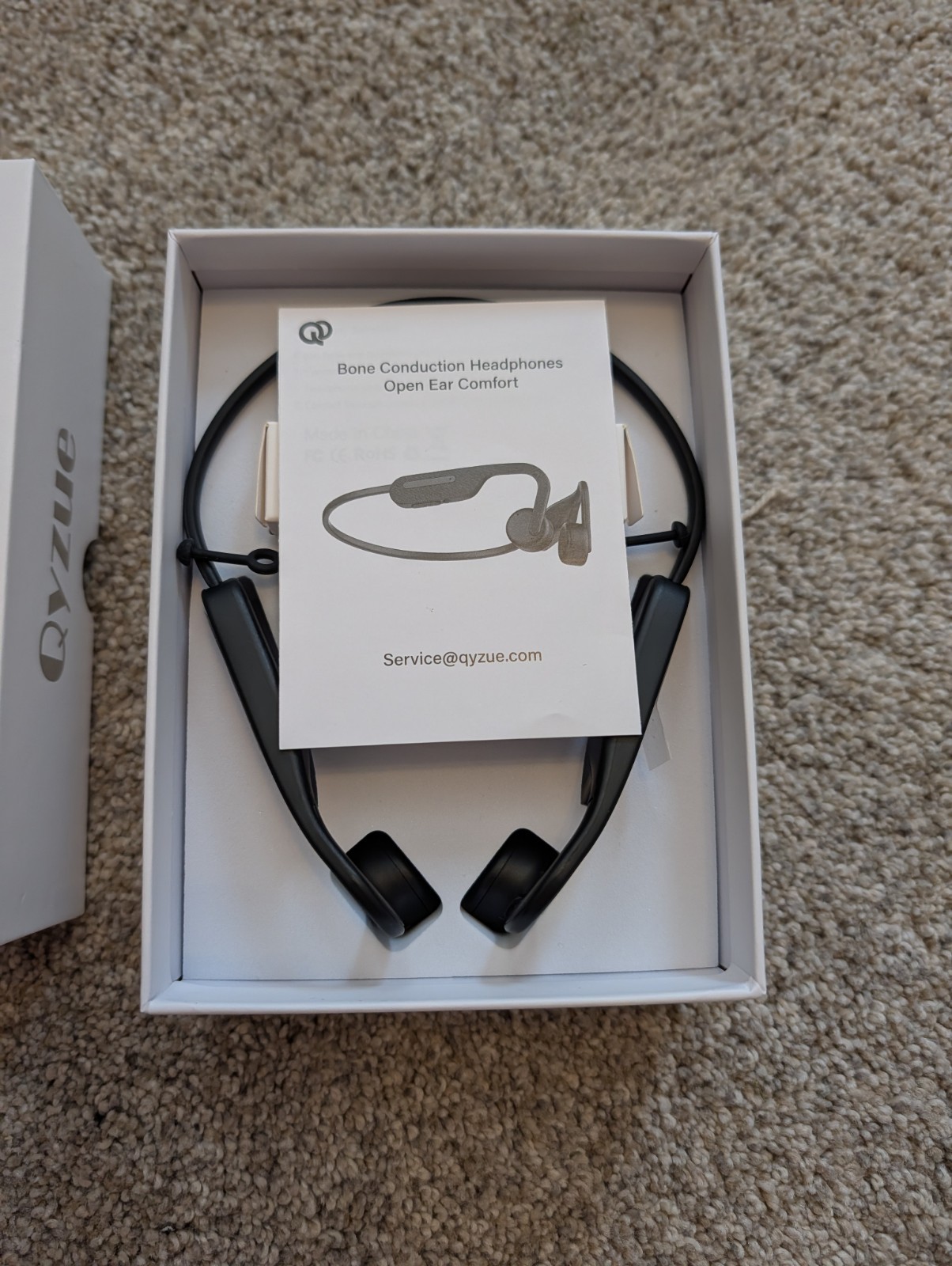 QYZUE Bone Conduction Open-Ear Bluetooth Neckband Headphones Mic Black