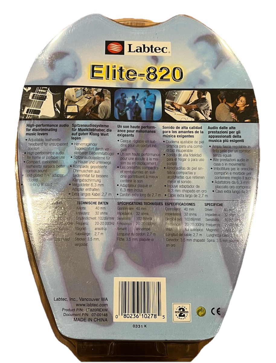 NIB Labtec Elite-820 High Performance Over-the-Ear Headphones