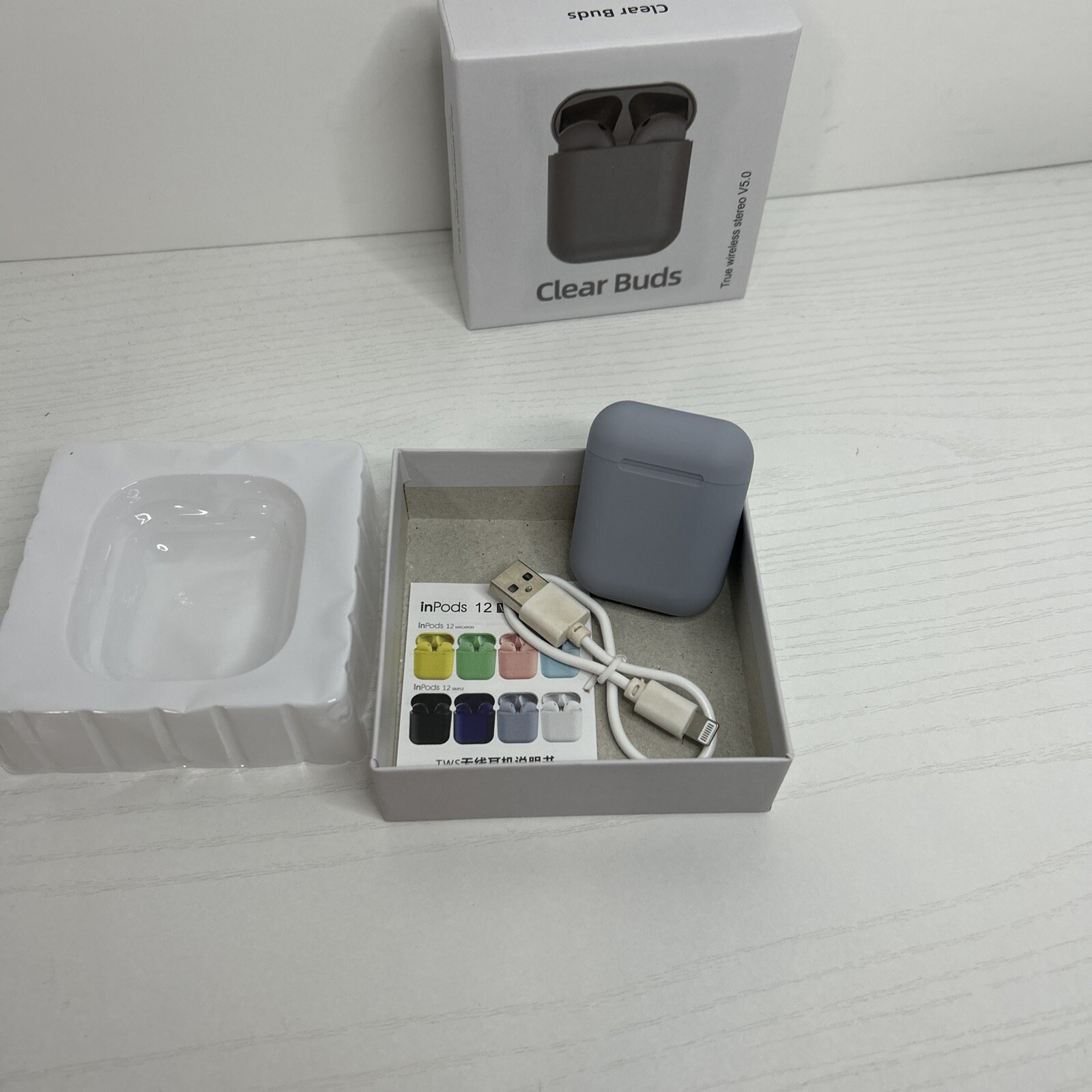 Wireless Stereo V5.0 For Android iOS BT5.0 Clear Buds Grey